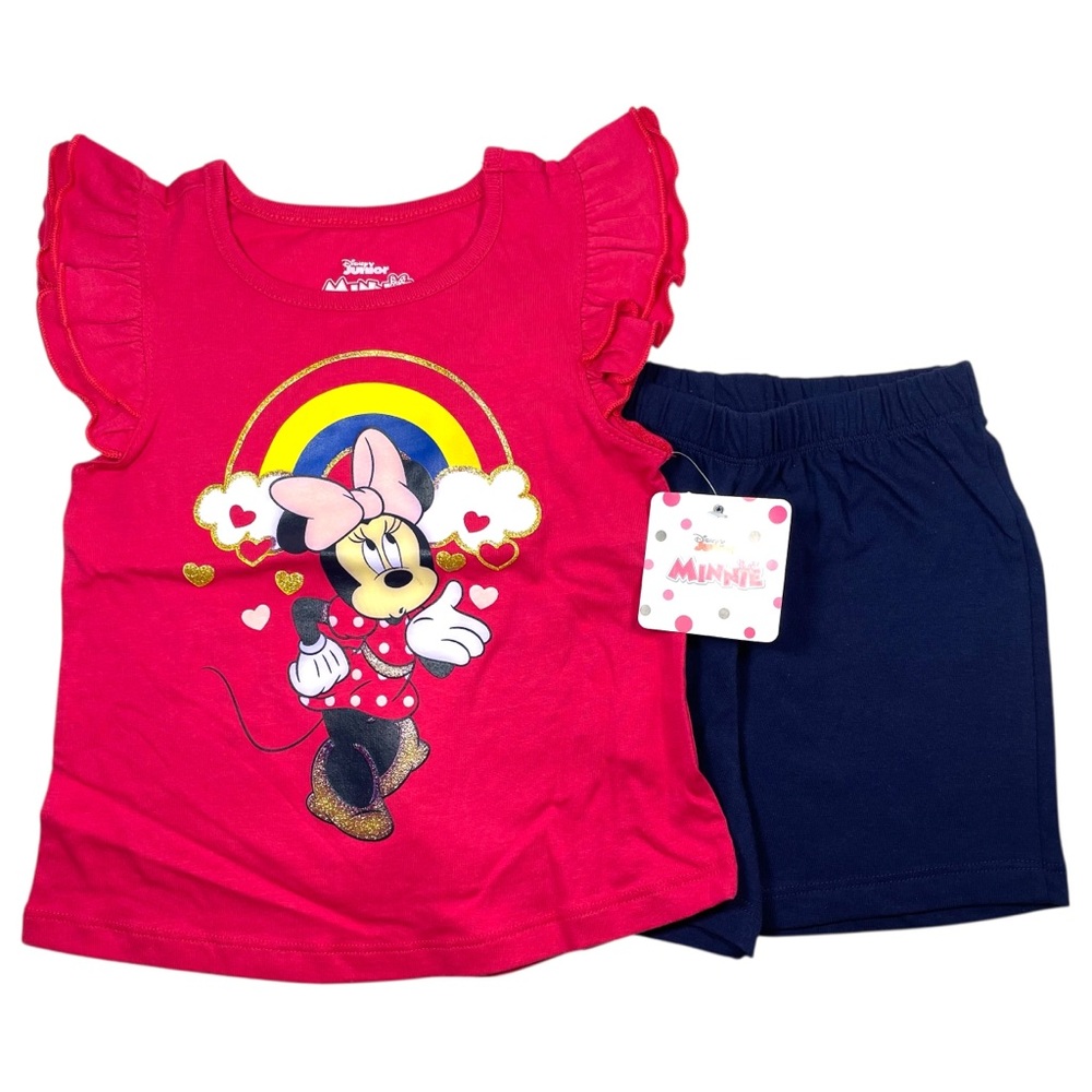NWT Disney Minnie Mouse Pink Top and Navy Shorts Set size 3T